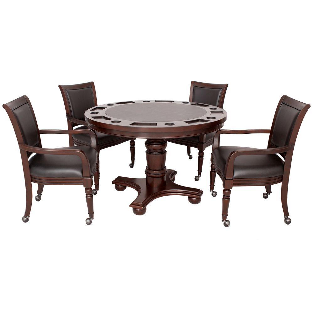 Bridgeport 2 In 1 Poker Game Table Set In Walnut Finish