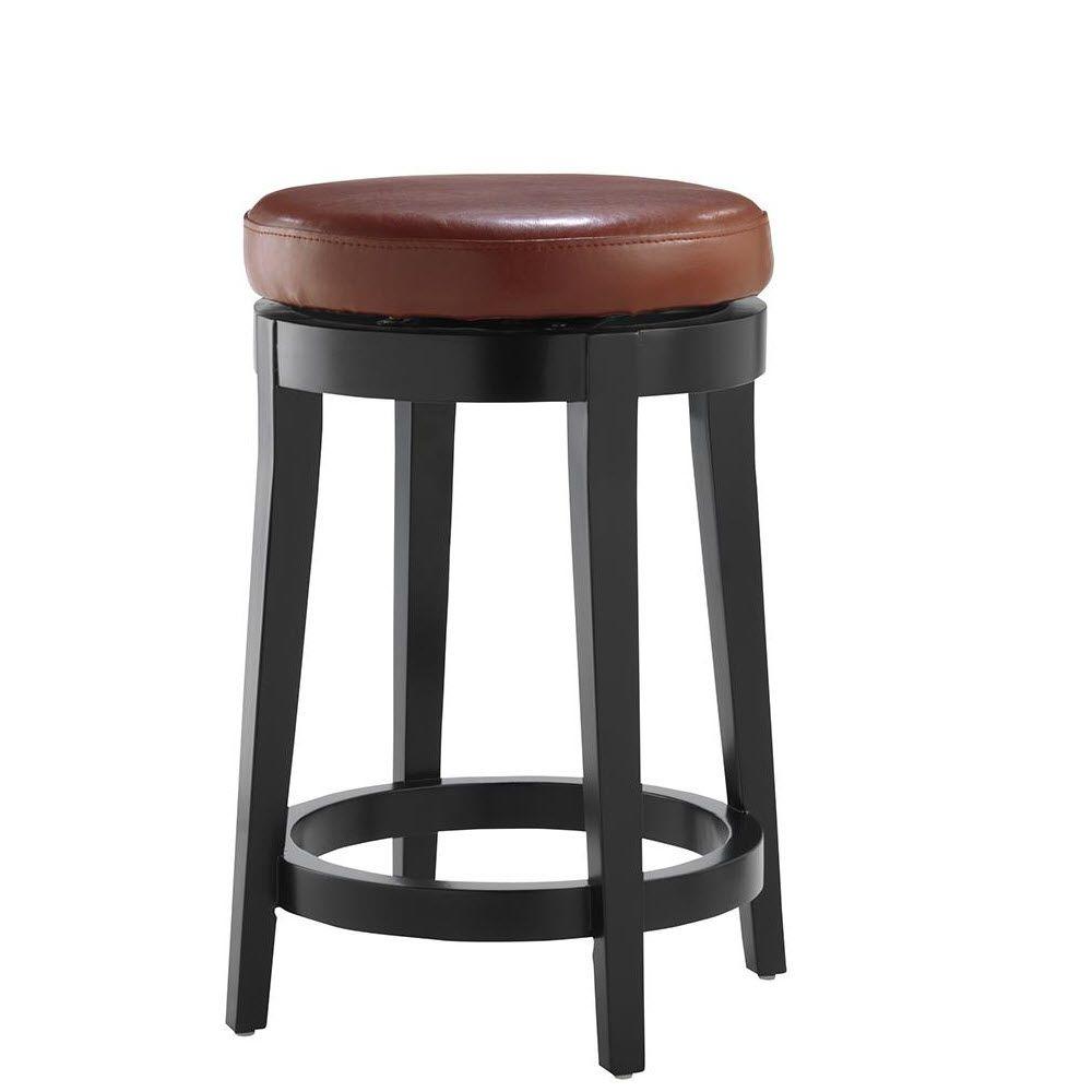 Boraam Cathedral 24 in. Cherry Swivel Cushioned Bar Stool40224 The