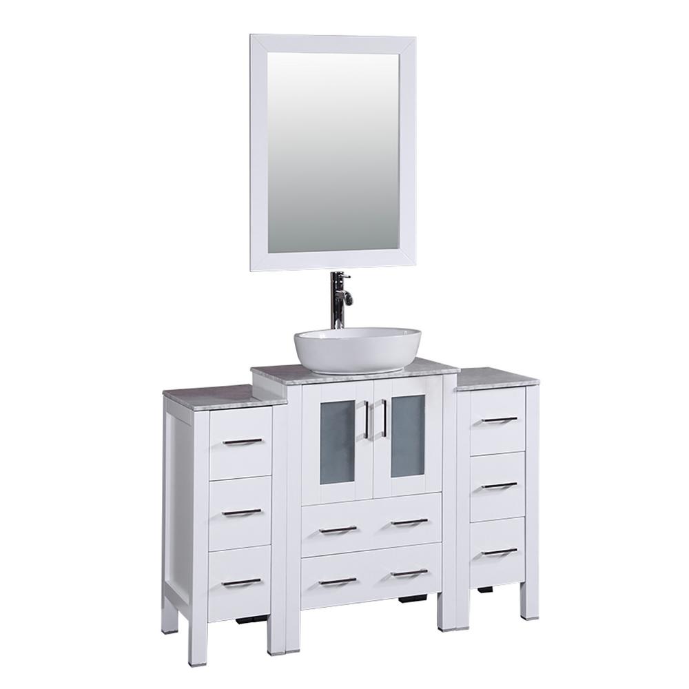Bosconi 43 in. W Single Bath Vanity in Black with White Carrara Marble