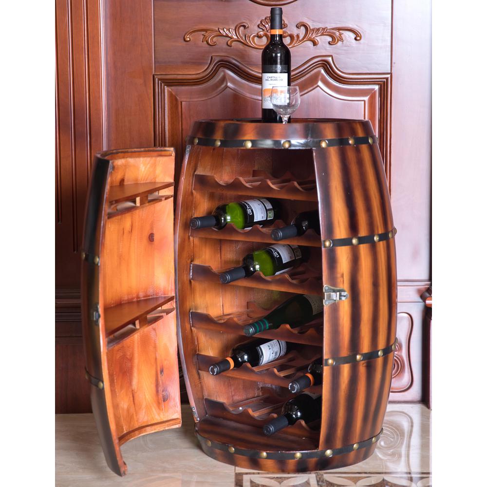 Vintiquewise 27 Bottle Decorative Wine Holder Wooden Wine Barrel