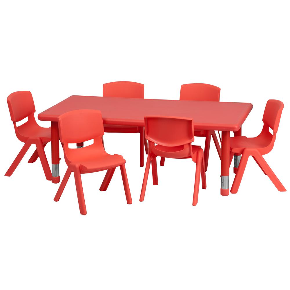 Red 7 Piece Table And Chair Set