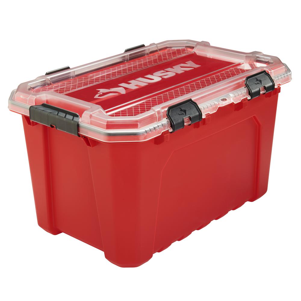 Plastic Storage Bins Storage Containers The Home Depot   Red Husky Storage Bins 246842 64 400 