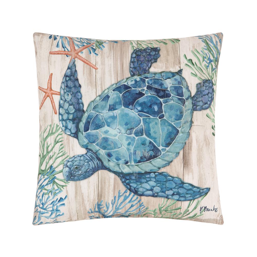 C F Home Blue Clearwater Sealife Indoor Outdoor 18 In X 18 In