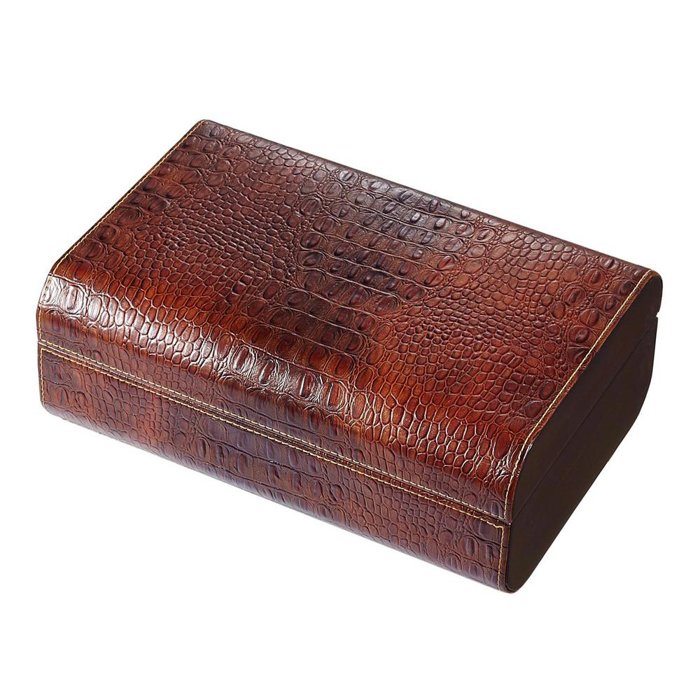 Visol Brown Crocodile Leather Cigar HumidorVHUD527 The Home Depot