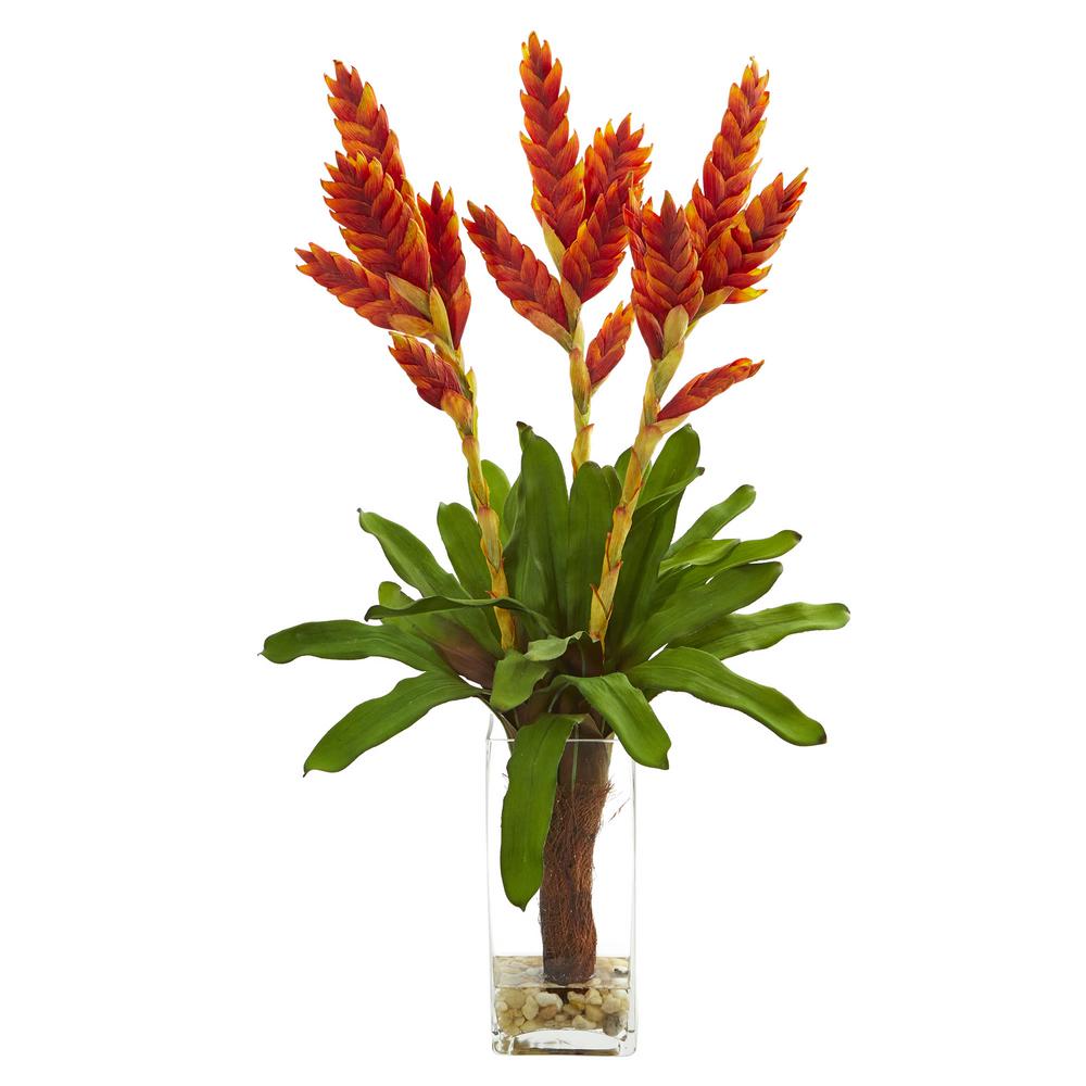 Nearly Natural Bromeliad Arrangement in Vase