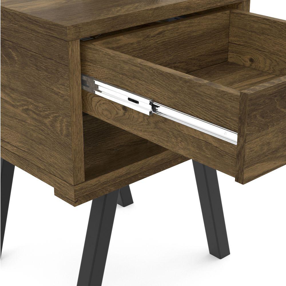 The Urban Port 25 In Rustic Brown Wooden End Side Table Nightstand With Drawer And Splayed Legs Upt 225276 The Home Depot