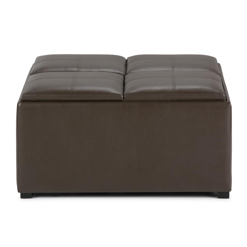 Simpli Home Avalon Stone Grey Coffee Table Storage Ottoman With 4 Avalon Chocolate Brown Coffee Table Storage Ottoman With 4 Serving Trays