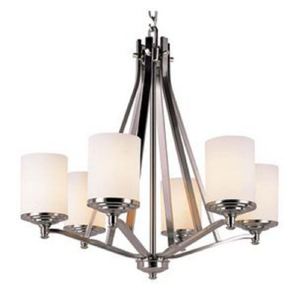 Bel Air Lighting Cabernet Collection 6 Light Brushed Nickel Chandelier With White Frosted Shade Bel Air Lighting Cabernet Collection 6 Light Brushed Nickel Chandelier With White Frosted Shade