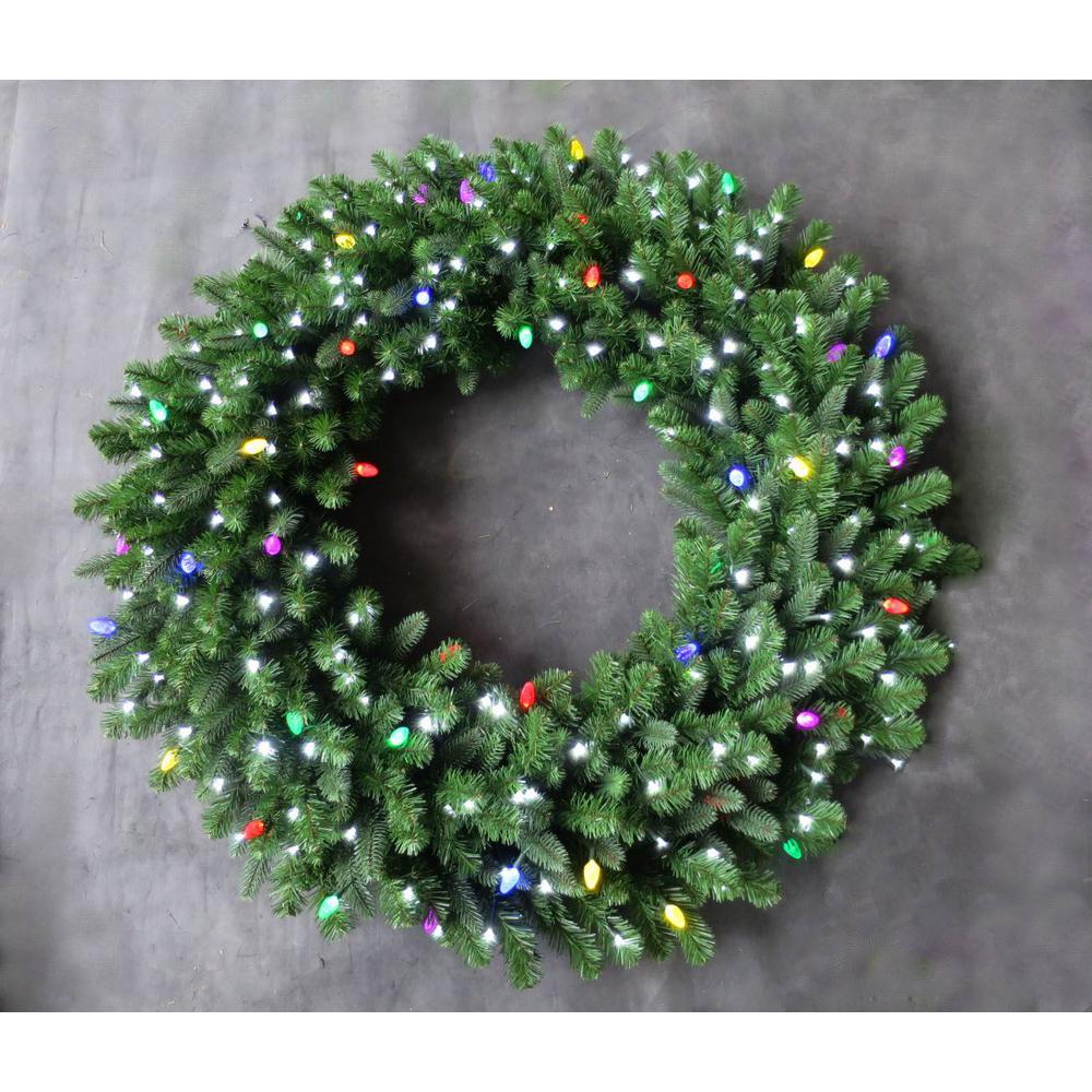 Home Accents Holiday 48 In Led Pre Lit Artificial Christmas Wreath 48 In Led Pre Lit Artificial Christmas Wreath With Micro Style Pure White And C7 Multi Color Lights