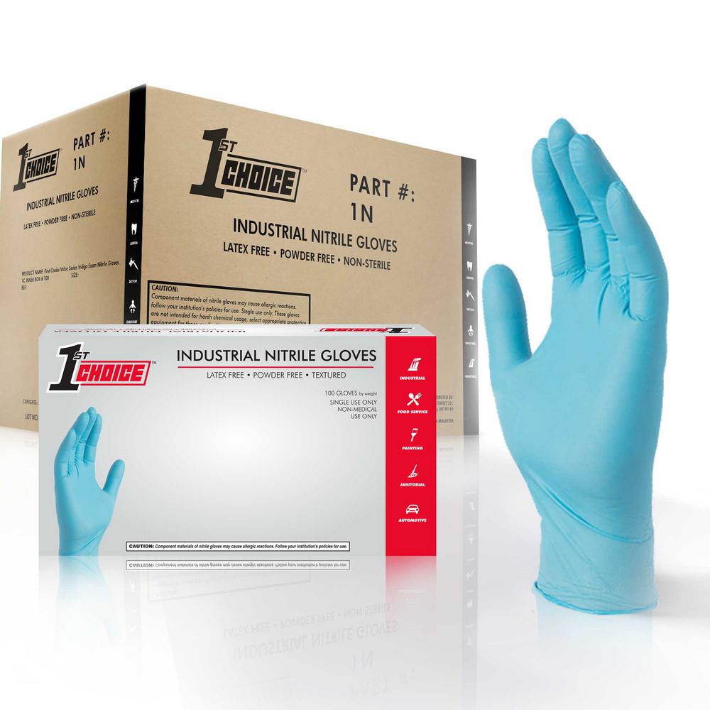 AMMEX X3 Blue Nitrile Industrial Latex Free Disposable Gloves (Box of