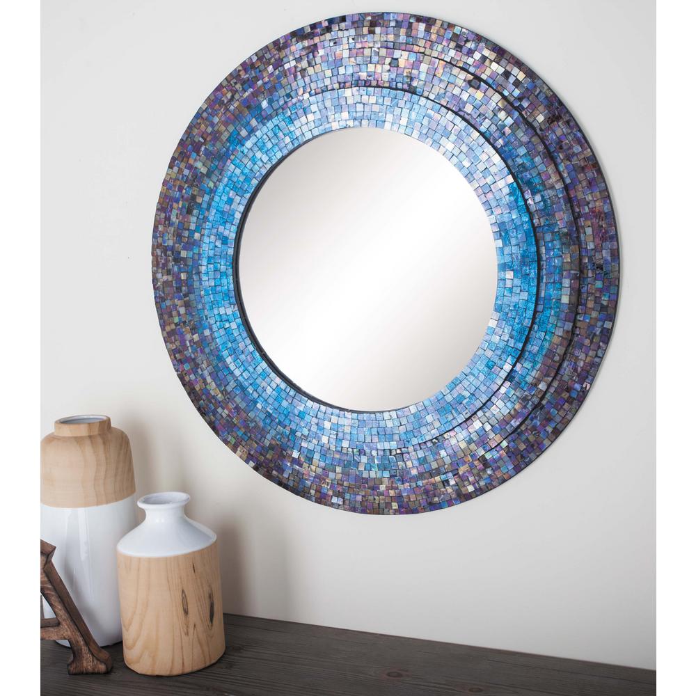 Litton Lane 30 In Dia Blue Mosaic Framed Mirror 97975 The Home Depot Dia Blue Mosaic Framed Mirror