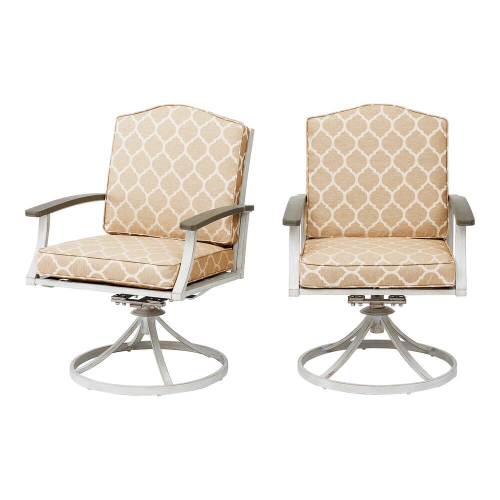 Hampton Bay Marina Point White Steel Outdoor Patio Swivel Dining Chair