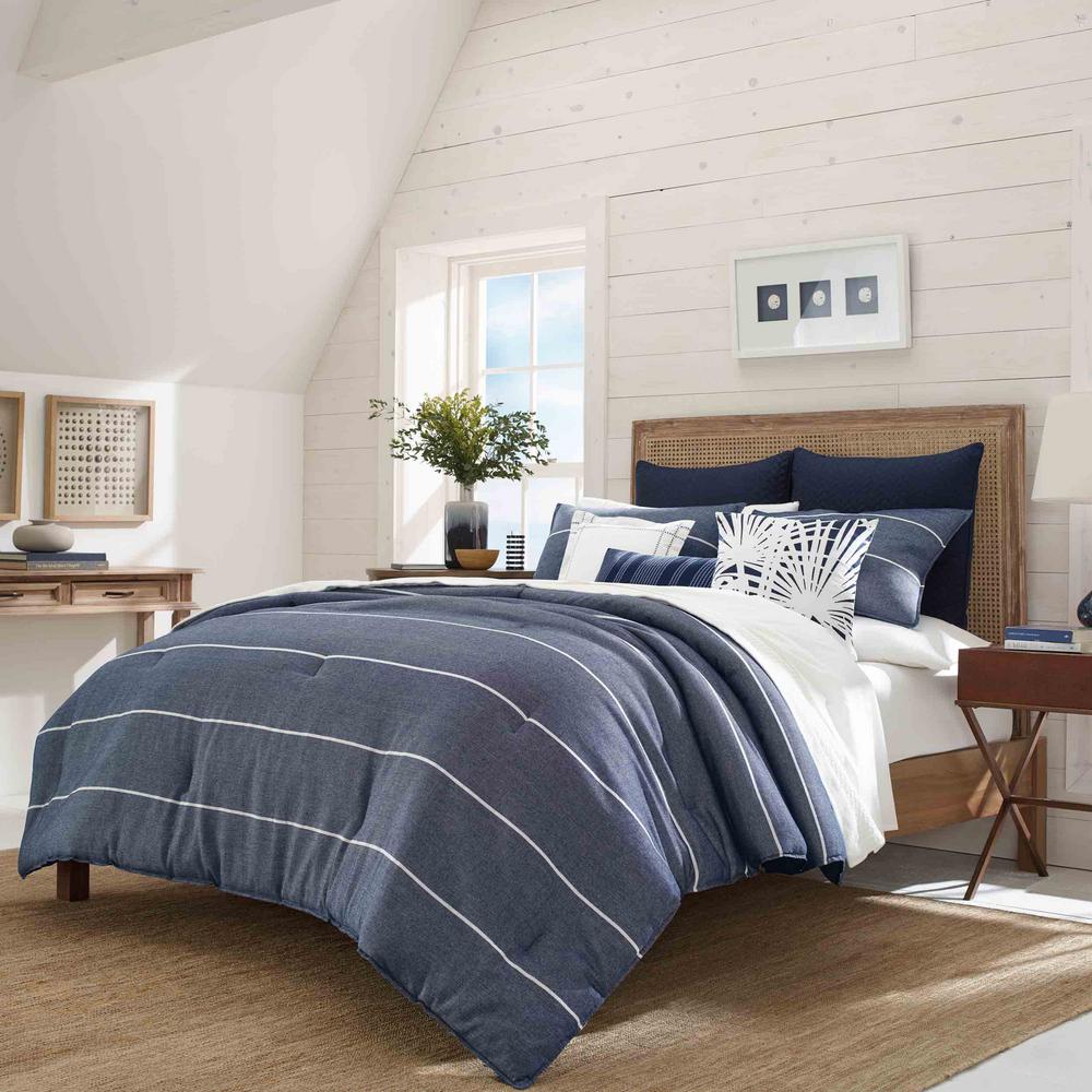 Nautica Candler 3 Piece Blue Full Queen Comforter Set