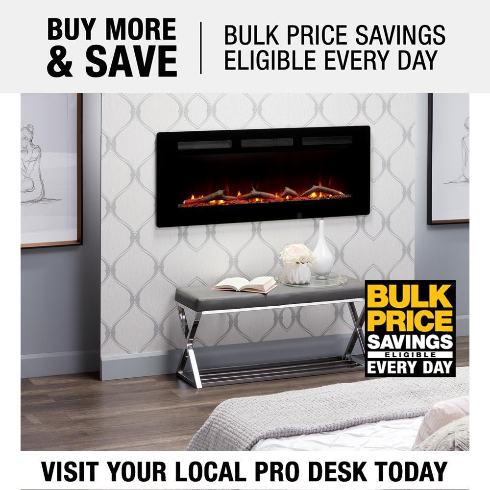 C3 Sierra 48 In Wall Built In Linear Electric Fireplace In Black