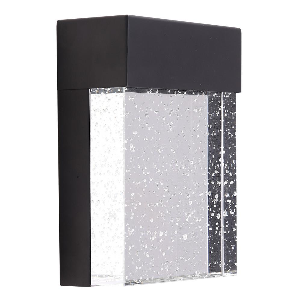 Eglo Venecia 5 In W X 7 125 H Matte Black Outdoor Integrated Led Wall Lantern Sconce With Clear Seeded Glass