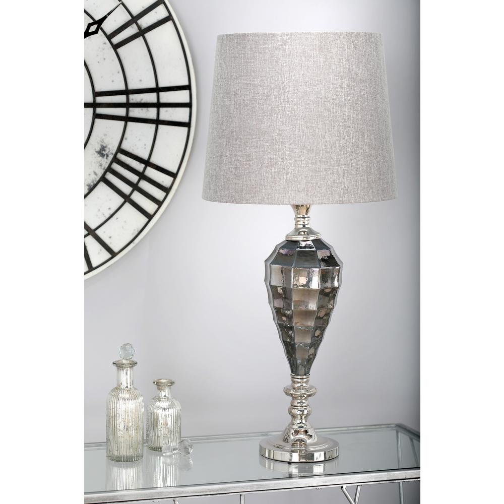 Litton Lane 34 In Gray Faceted Urn Shaped Table Lamp With Silver Gray Faceted Urn Shaped Table Lamp With Silver Accents