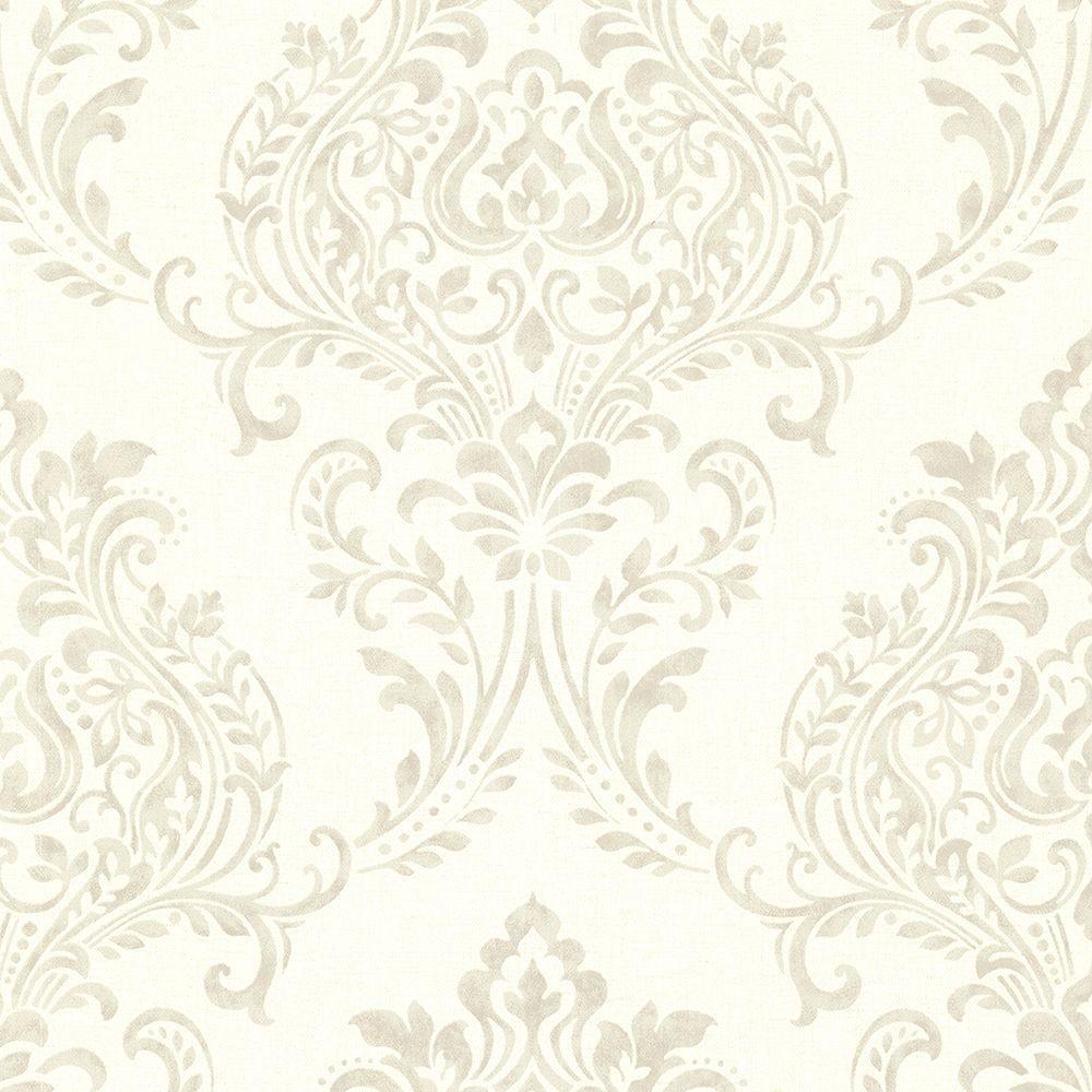Diane Taupe Damask Wallpaper Sample