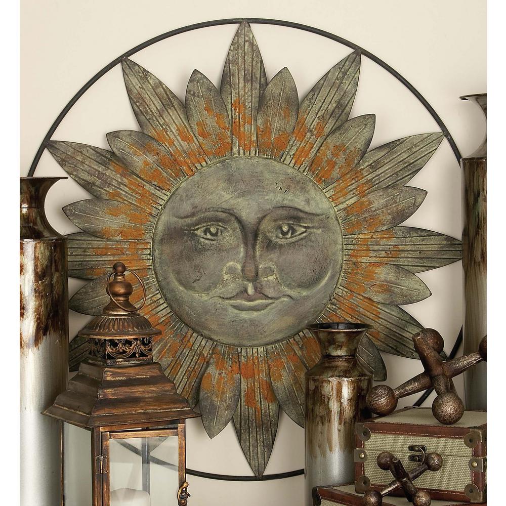 Multicolored Rectangular Leaf Metal Work Wall Decor 2154 The Home Bronze Finished Metal Celestial Sun Wall Decor