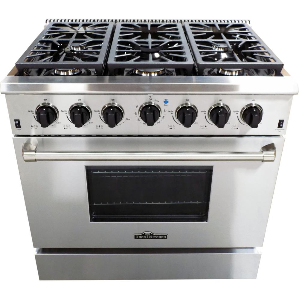 Thor Kitchen 36 in. 5.2 cu. ft. 6 Burner Gas Range in Stainless Steel