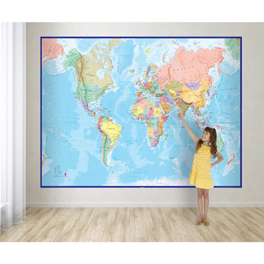 Waypoint Geographic Giant World Wall Map Mural Blue WPHD