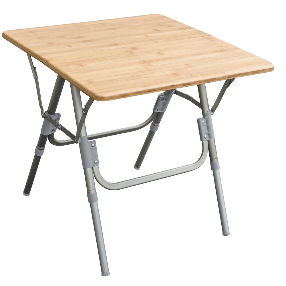 Amerihome 23 5 In X 23 5 In Adjustable Height Folding Side Bamboo Table Great For Picnics In The Park 803709 The Home Depot