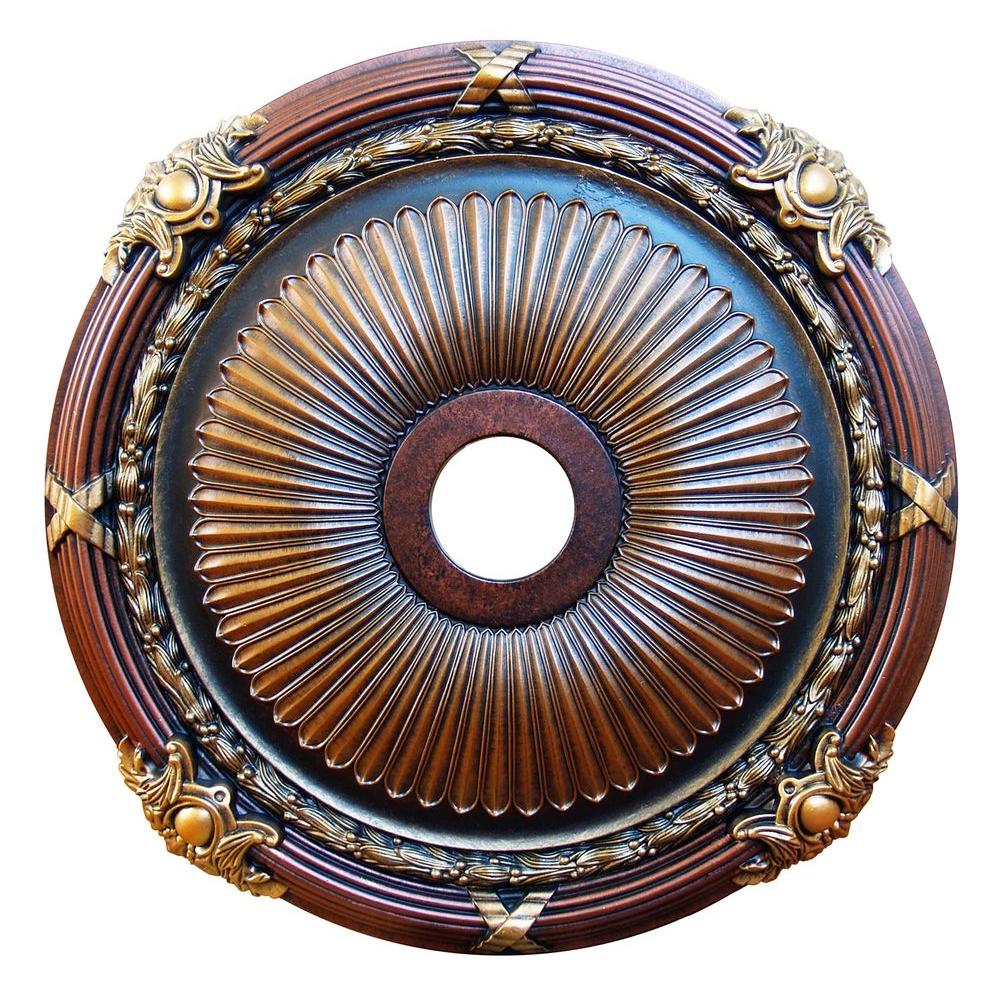 Fine Art Deco Brass 26 In Strength And Beauty Bronze Gold Copper Polyurethane Hand Painted Ceiling Medallion