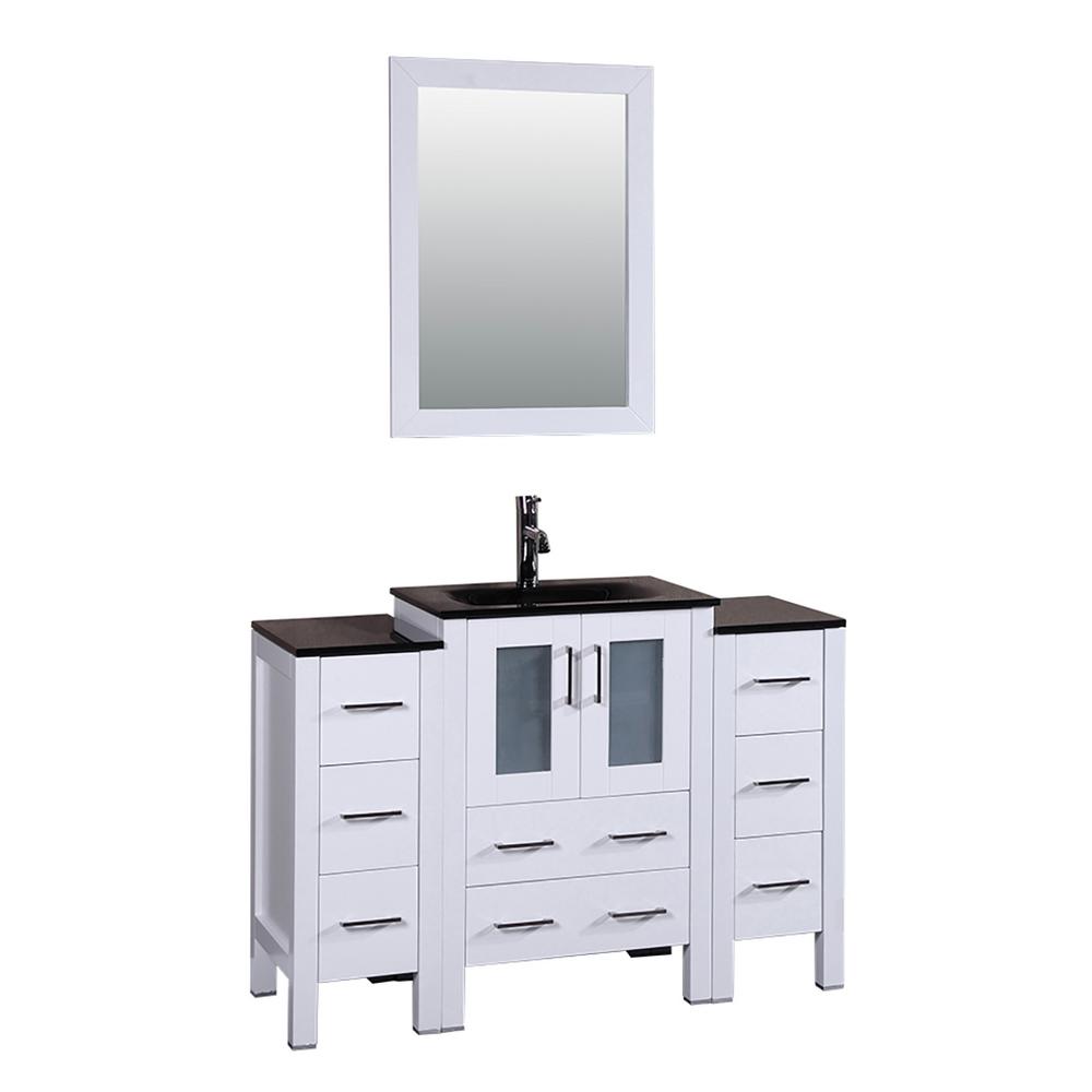 Bosconi 48 in. W Single Bath Vanity with Ceramic Vanity Top in White