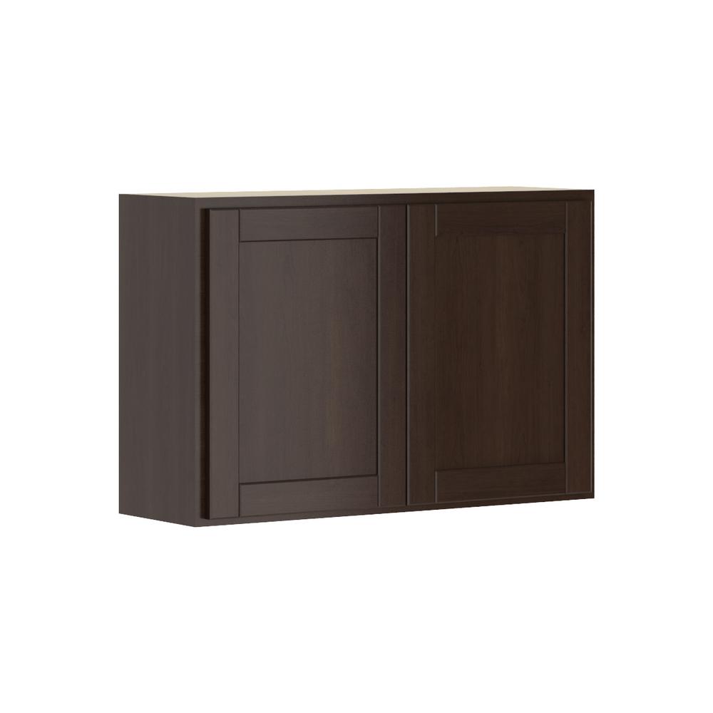 Hampton Bay Princeton Shaker Assembled 36x24x12 In Wall Bridge Cabinet   Java Hampton Bay Assembled Kitchen Cabinets W3624 Pjav 64 300 