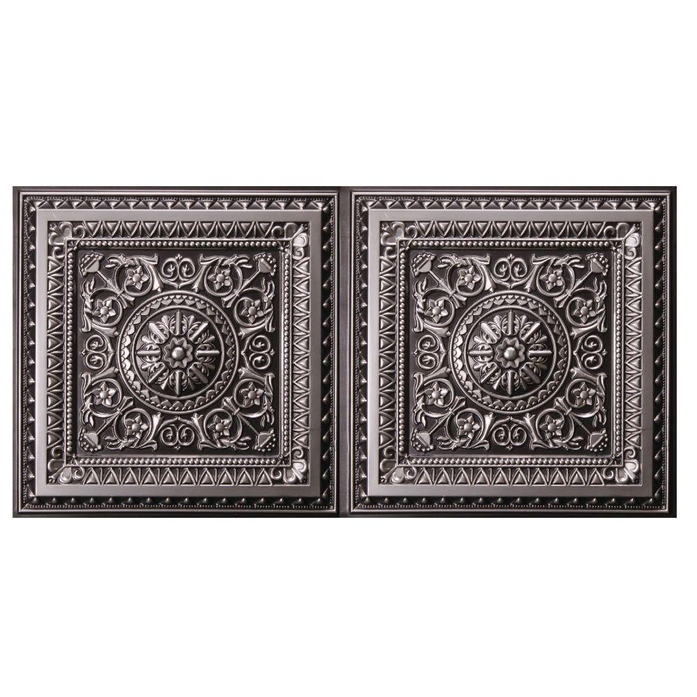Marseille 2 Ft X 4 Ft Lay In Or Glue Up Ceiling Tile In Antique Silver 80 Sq Ft Case