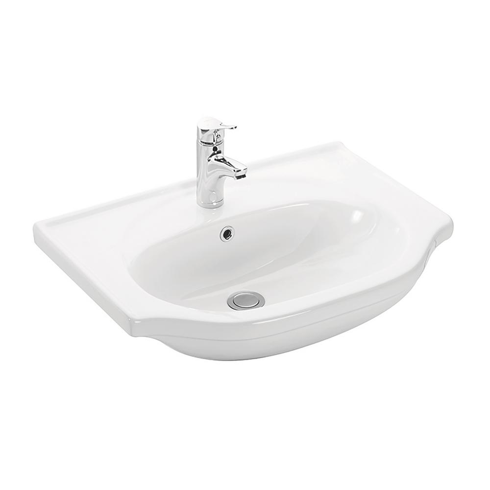 Ws Bath Collections Wall Mount Semi Recessed Bathroom Vessel Sink In Ceramic White