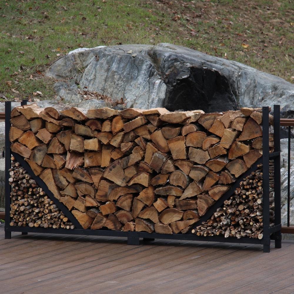 Shelterit 8 Ft Firewood Log Rack With Kindling Holder Straight