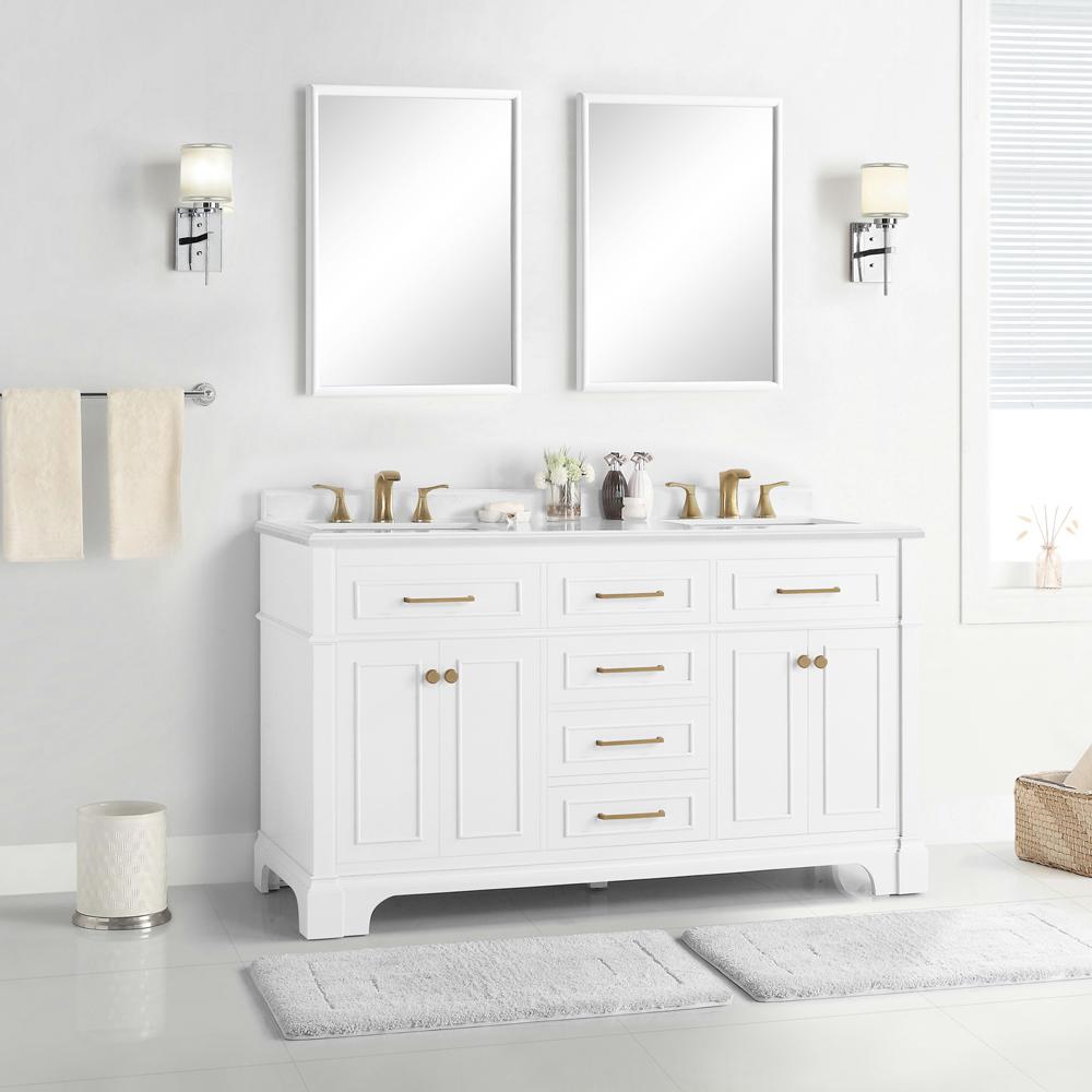 Home Decorators Collection Melpark 60, Bathroom Vanity Marble Top