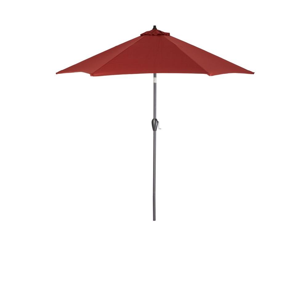 Hampton Bay 9 ft. Aluminum Patio Umbrella in Chili990001004011 The