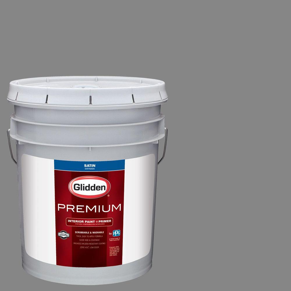 Glidden Premium 5 Gal Hdgcn64u Seal Grey Satin Interior Paint With Hdgcn64u Seal Grey Satin Interior Paint With Primer