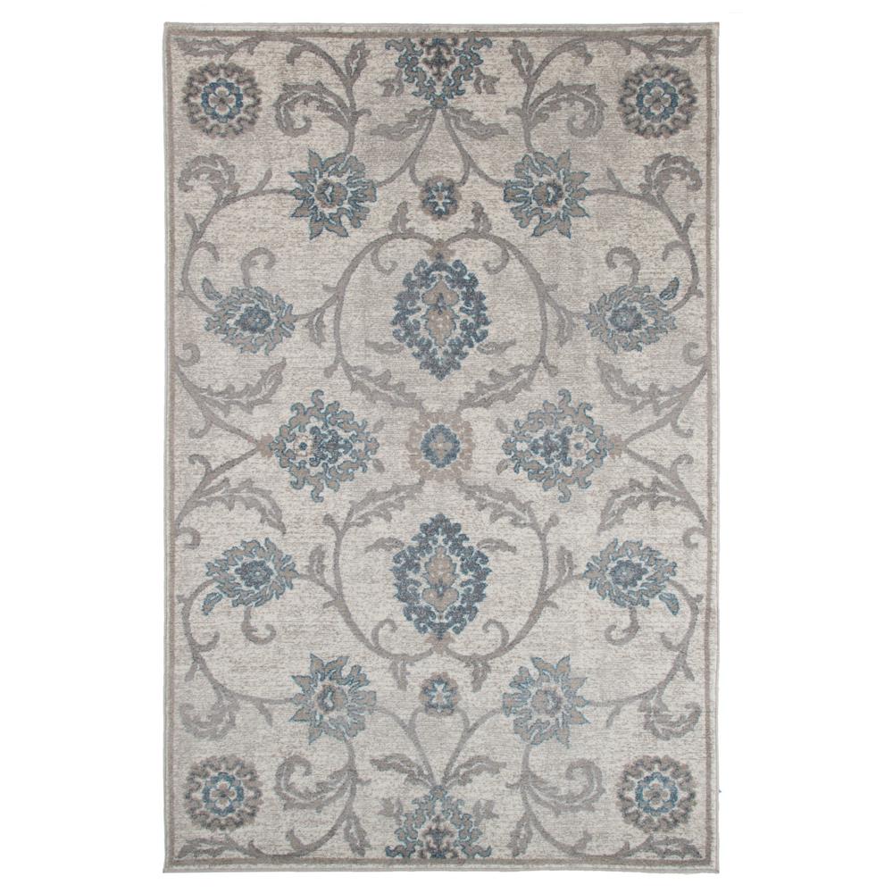 Lavish home vintage elegant floral ivory blue 5 ft x 8 ft area rug