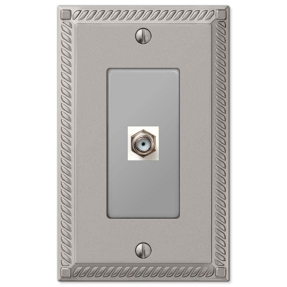 Hampton Bay 1 Coax Wall Plate Nickel54CXN The Home Depot