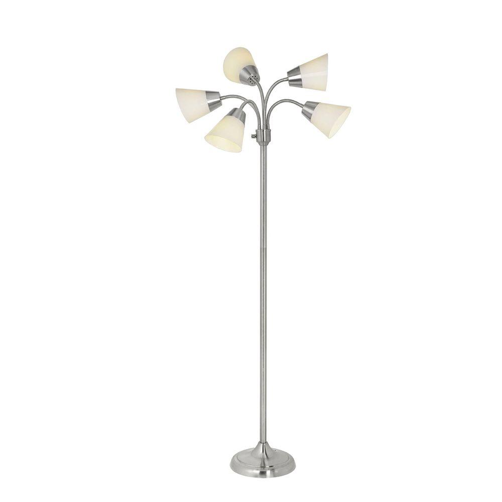 Floor Lamps The Home Depot 66 In Brushed Nickel Floor Lamp With 5