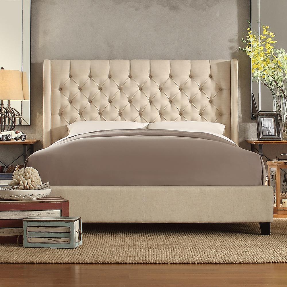 HomeSullivan Wentworth Oatmeal King Upholstered Bed40E784BK1BLBED The Home Depot