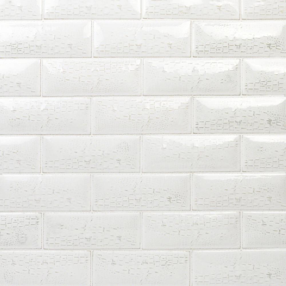 Ivy Hill Tile Dallas Pillowed Leather White 3 In X 8 In 12mm