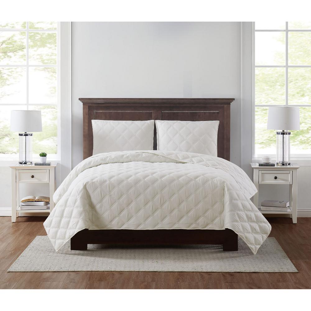 Truly Soft Everyday 3d Puff 3 Piece Quilted Khaki Full Queen Quilt