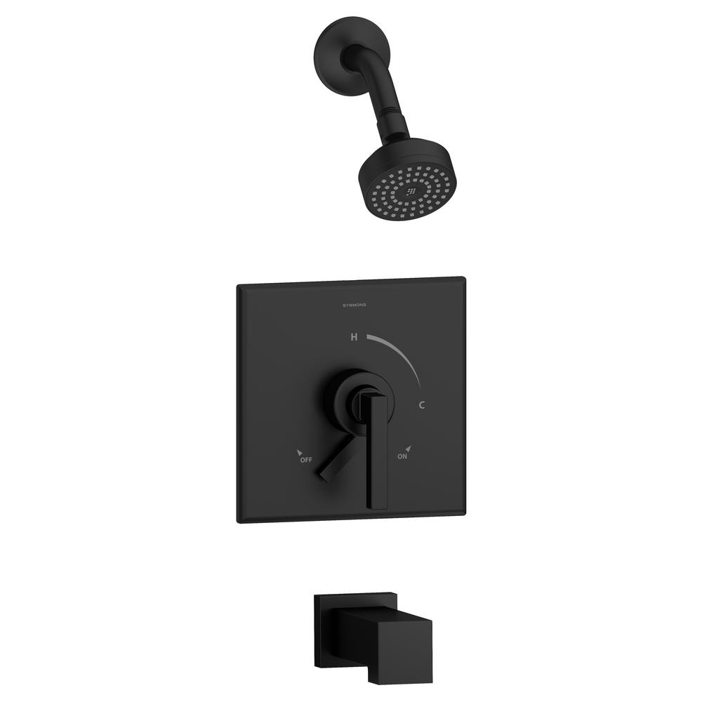 Symmons Duro Single Handle 1 Spray Tub And Shower Faucet Trim In Matte Black 1 5 Gpm Valve Not Included S 3602 Mb T4 1 5 Trm The Home Depot