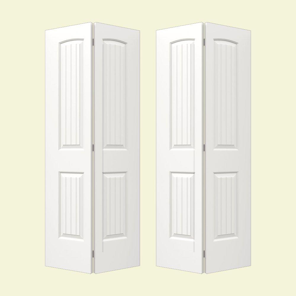 JELDWEN 72 in. x 80 in. Santa Fe White Painted Smooth Molded Composite