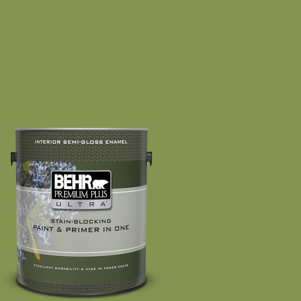 Behr Premium Plus Ultra 1 Gal M360 6 Bold Avocado Semi Gloss M360 6 Bold Avocado Semi Gloss Enamel Interior Paint And Primer In One