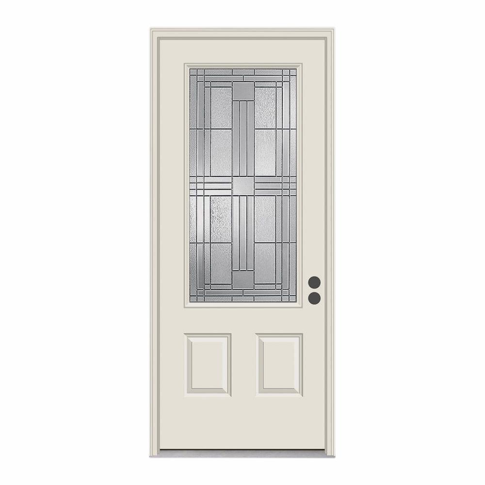 Jeld Wen 36 In X 80 In 3 4 Lite Cordova Primed Steel Prehung Left Hand Inswing Front Door W Brickmould