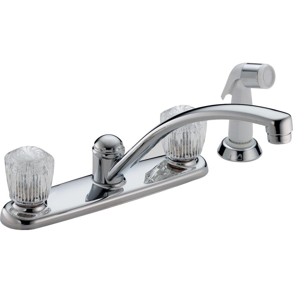 Delta Classic 2 Handle Standard Kitchen Faucet With Side Sprayer