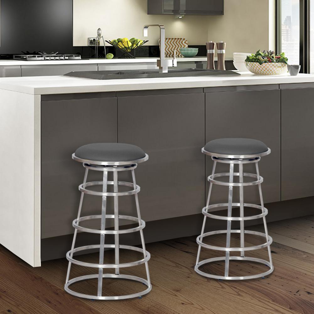 Armen Living Sheryl 26 In Backless Brushed Stainless Steel