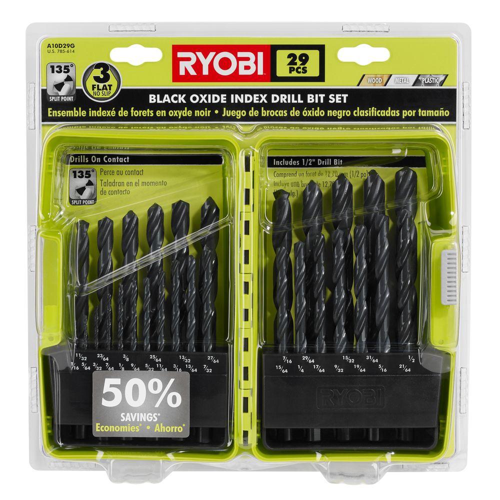 Ryobi Black Oxide Drill Bit Set (29-Piece)-A10D29G - The Home Depot