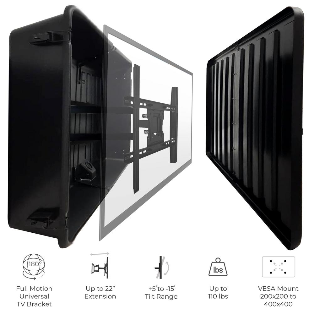 Storm Shell Weatherproof TV Enclosure with TV Mount, 55-65 inch