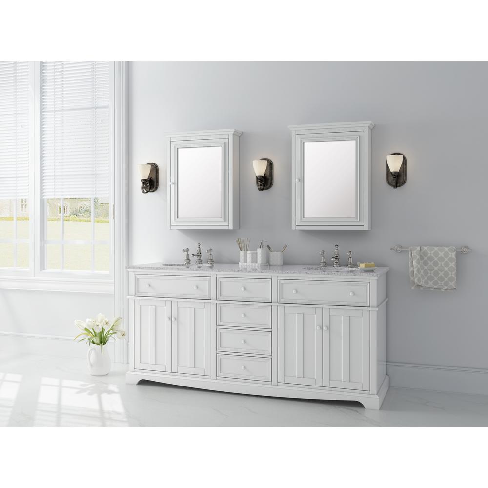 Home Decorators Collection Fremont 72 In W White Double Vanity With Grey Granite Top And Undermount Sinks Md V1792 The Depot - Home Depot Bathroom Vanity Double Sinks