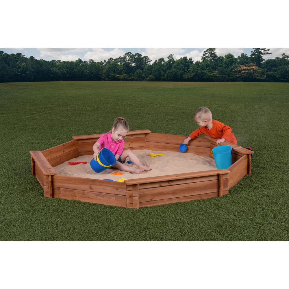 Octagon Sandbox Kit 6.5 ft. x 7 ft. W/ Cover Childrens Home Sandboxes
